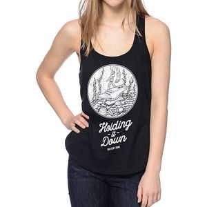 Sketchy Tank Hold It Down Black Racerback Tank Top